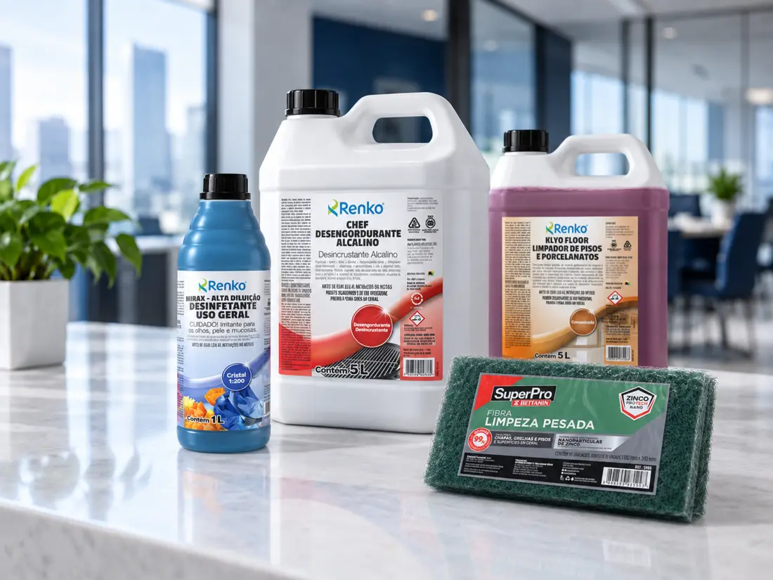 Produtos Renko e fibra SuperPro para limpeza profissional
